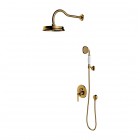 Omnires Armance kompletny zestaw prysznicowy podtynkowy deszczownica 22,5 cm retro złoty połysk SYSAM10GL