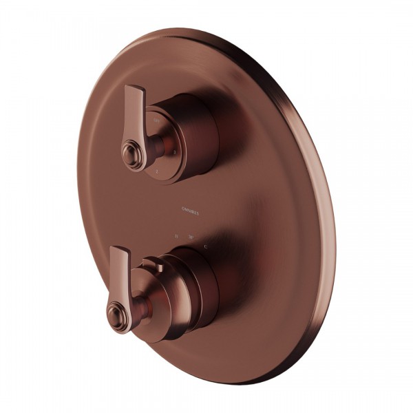 Omnires Armance bateria wannowo-prysznicowa termostatyczna podtynkowa 3-wyjściowa retro miedź antyczna AM5238/6ORB