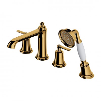 Omnires Armance bateria wannowa 4-otworowa retro złoty połysk AM5232GL