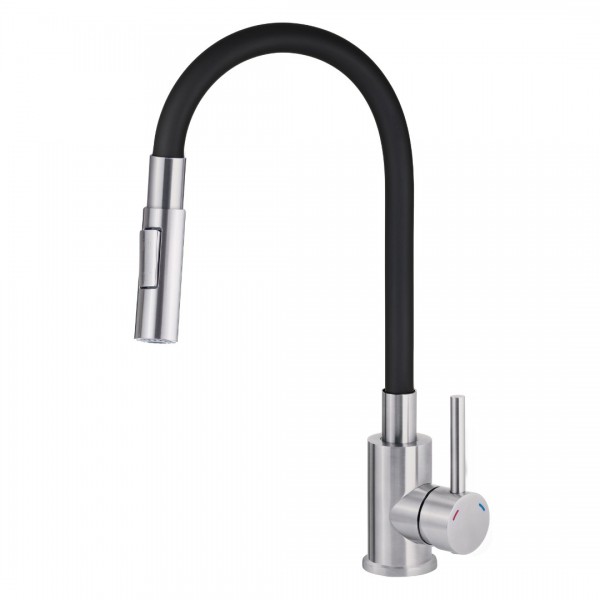 Deante Neo Luno bateria kuchenna stojąca czarny mat/stal BOC_B740