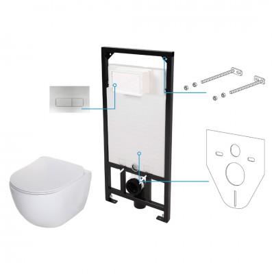 Deante Peonia zestaw 6w1 przycisk stal szczotkowana CDEF6ZPW