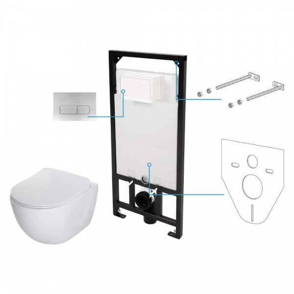 Deante Peonia zestaw 6w1 przycisk stal szczotkowana CDEF6ZPW