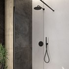 Oltens Onega zestaw prysznicowy termostatyczny podtynkowy deszczownica 22 cm czarny mat 36622300