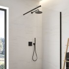 Oltens Onega zestaw prysznicowy termostatyczny podtynkowy deszczownica 22 cm czarny mat 36623300