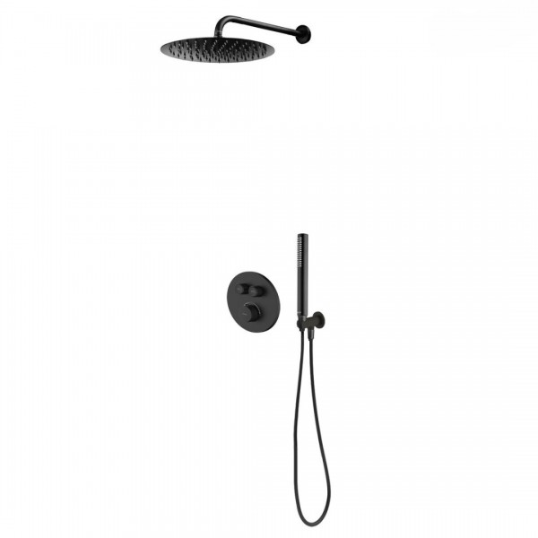 Oltens Onega zestaw prysznicowy termostatyczny podtynkowy deszczownica 30 cm czarny mat 36617300
