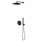 Oltens Onega zestaw prysznicowy termostatyczny podtynkowy deszczownica 30 cm czarny mat 36617300