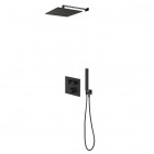 Oltens Onega zestaw prysznicowy termostatyczny podtynkowy deszczownica 22 cm czarny mat 36624300