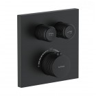 Oltens Onega zestaw prysznicowy termostatyczny podtynkowy deszczownica 22 cm czarny mat 36624300