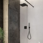 Oltens Onega zestaw prysznicowy termostatyczny podtynkowy deszczownica 30 cm czarny mat 36621300