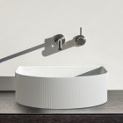 Laufen Sonar umywalka nablatowa 34x34 cm półokrągła szlifowany spód biały mat H8123417571121