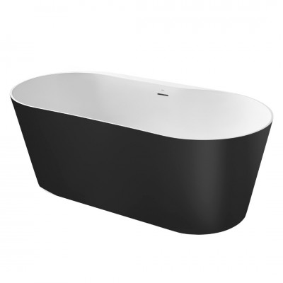 Roca Raina wanna wolnostojąca 159x79 cm czarny mat/biały połysk A2484660K0