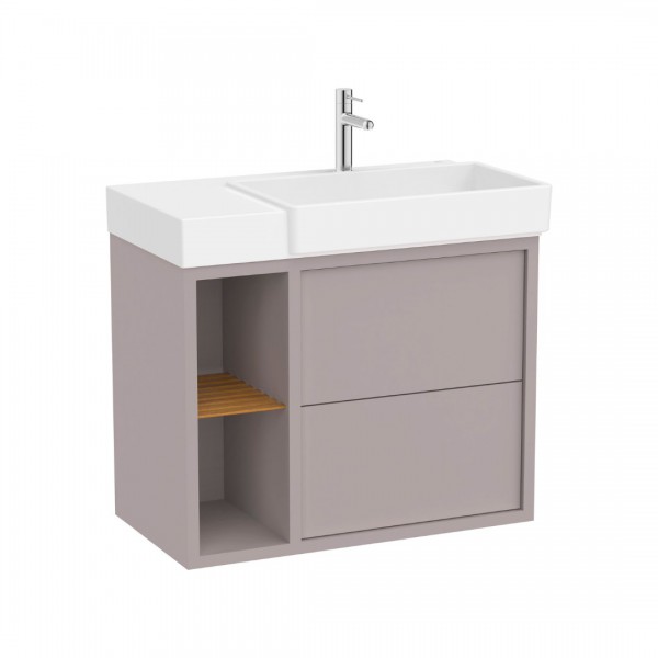 Roca Tura Unik zestaw łazienkowy 80 cm umywalka z szafką prawa szlachetny szary A852027559