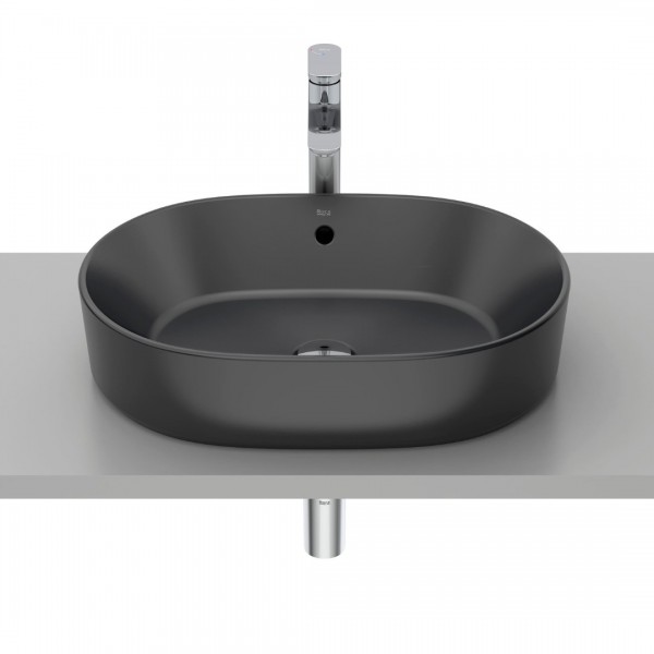 Roca Gap umywalka nablatowa owalna 55x39 cm czarny mat A3270Y1080