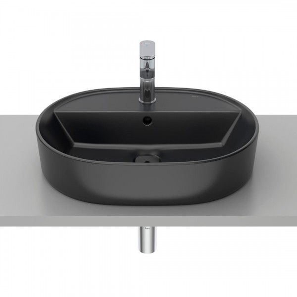 Roca Gap umywalka nablatowa owalna 55x40 cm czarny mat A3270Y0080