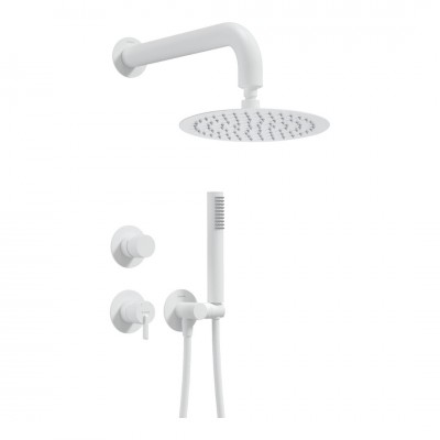 Deante Silia zestaw prysznicowy podtynkowy deszczownica 25 cm biały mat NQS_A9YK