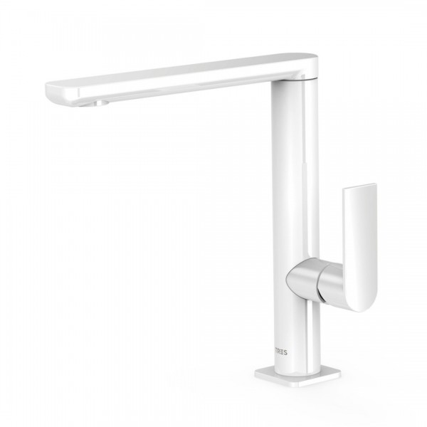 Tres Loft Tres bateria umywalkowa stojąca wysoka biały/chrom 20020502BL