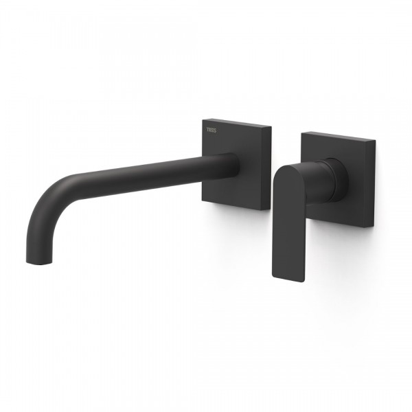 Tres Loft Tres bateria umywalkowa podtynkowa wylewka 24 cm czarny mat 20030022NM