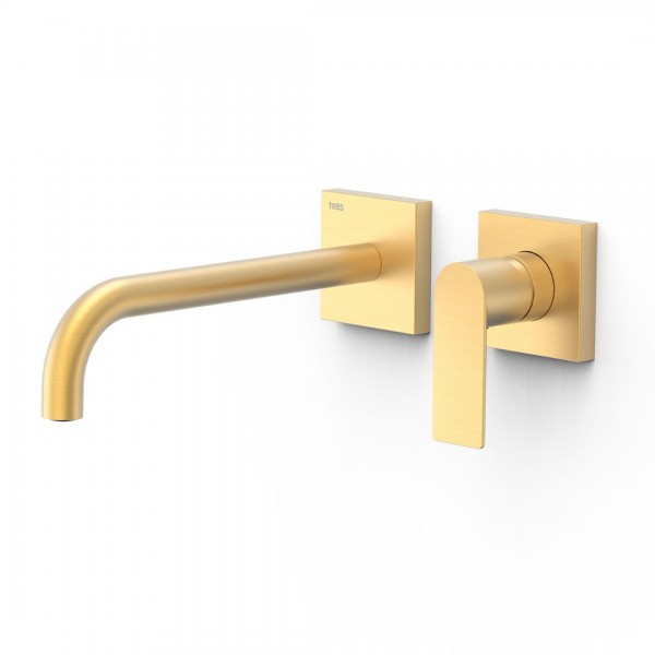 Tres Loft Tres bateria umywalkowa podtynkowa wylewka 24 cm złoty mat 20030022OM