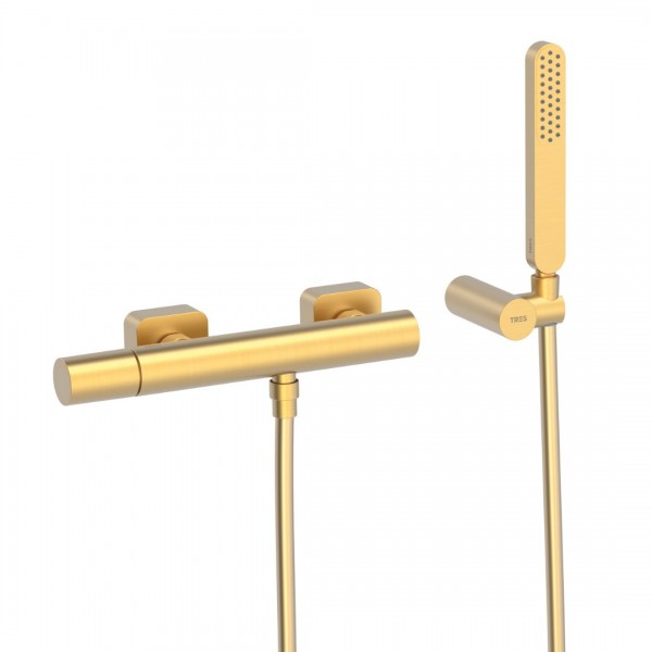 Tres Loft Tres bateria prysznicowa ścienna złoty mat 20016701OM