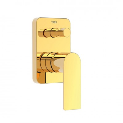 Tres Loft Tres bateria wannowo-prysznicowa podtynkowa złoty połysk 20018001OR