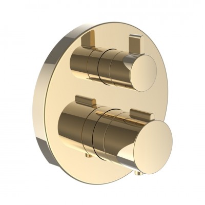 Laufen City Therm bateria wannowo-prysznicowa termostatyczna podtynkowa złoty połysk HF905475463000