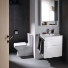 Geberit Selnova Square miska WC do kompaktu przyścienna Rimfree odpływ uniwersalny biała 500.489.01.7