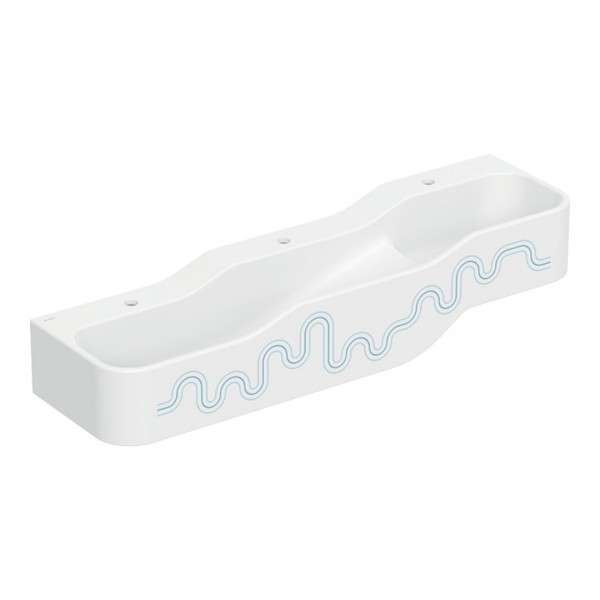 Geberit Bambini umywalka 140x39 cm wisząca lewa biała wzór niebieski/jasnoniebieski 502.975.SX.1