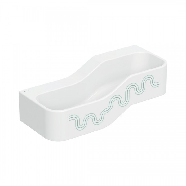 Geberit Bambini umywalka 90x39 cm wisząca lewa biała wzór zielony/jasnozielony 502.973.79.2