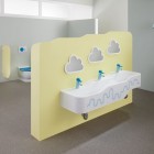 Geberit Bambini umywalka 140x39 cm wisząca lewa biała wzór niebieski/jasnoniebieski 502.975.SX.1