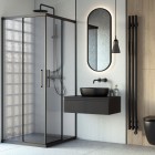 Oltens Boran zestaw prysznicowy termostatyczny z deszczownicą okrągłą czarny mat 36502300