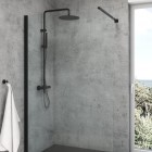 Oltens Boran zestaw prysznicowy termostatyczny z deszczownicą okrągłą czarny mat 36502300