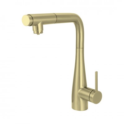 Deante Eridan bateria kuchenna z wyciąganą wylewką z podłączeniem do filtra wody złoto szczotkowane BRE_R75M