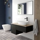 Oltens Molle Slim bateria umywalkowa stojąca wysoka czarny mat 32403300