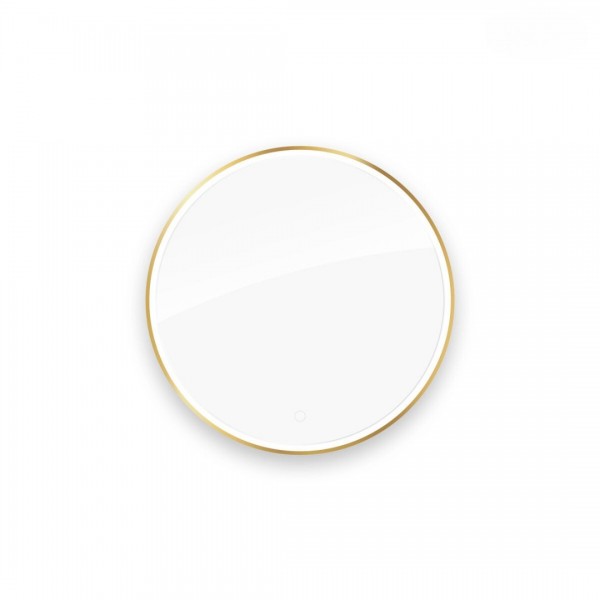 Oltens Nordlis lustro 80 cm okrągłe z oświetleniem LED złoty połysk 64101800