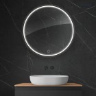 Oltens Nordlis lustro 80 cm okrągłe z oświetleniem LED czarny mat 64101300