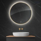 Oltens Nordlis lustro 80 cm okrągłe z oświetleniem LED złoty połysk 64109800