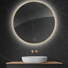 Oltens Nordlis lustro 100 cm okrągłe z oświetleniem LED złoty połysk 641110800