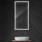 Oltens Nordlis lustro 60x120 cm prostokątne z oświetleniem LED czarny mat 64107300