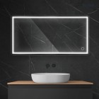 Oltens Nordlis lustro 60x120 cm prostokątne z oświetleniem LED czarny mat 64107300