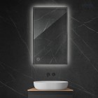 Oltens Nordlis lustro 60x100 cm prostokątne z oświetleniem LED czarny mat 64111300