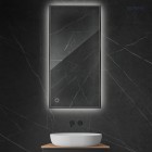 Oltens Nordlis lustro 60x120 cm prostokątne z oświetleniem LED czarny mat 64112300