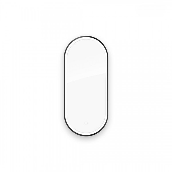 Oltens Nordlis lustro 40x90 cm owalne z oświetleniem LED czarny mat 64103300