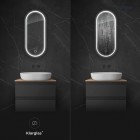 Oltens Nordlis lustro 40x90 cm owalne z oświetleniem LED czarny mat 64113300