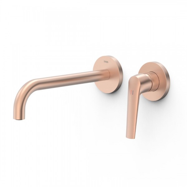 Tres Fuji bateria umywalkowa podtynkowa wylewka 23,7 cm złoto różowe mat 28130022OPM