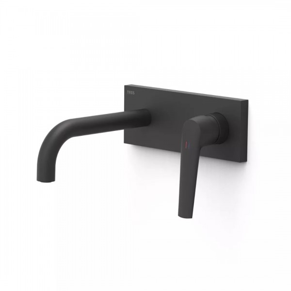 Tres Fuji bateria umywalkowa podtynkowa wylewka 18 cm czarny mat 28130023NM