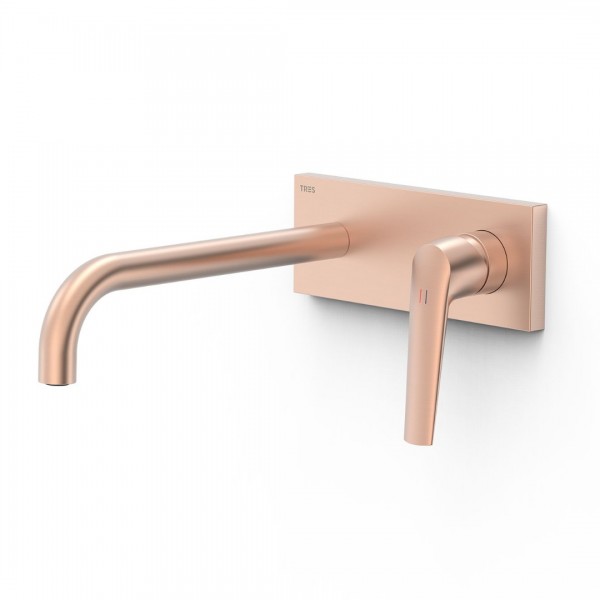 Tres Fuji bateria umywalkowa podtynkowa wylewka 24 cm złoto różowe mat 28130024OPM