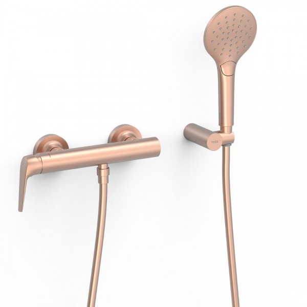 Tres Fuji bateria bateria prysznicowa ścienna z zestawem natryskowym złoto różowe mat 28116701OPM