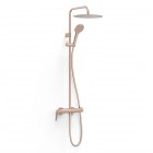 Tres Fuji zestaw prysznicowy ścienny z deszczownicą okrągłą złoto różowe mat 28119101OPM