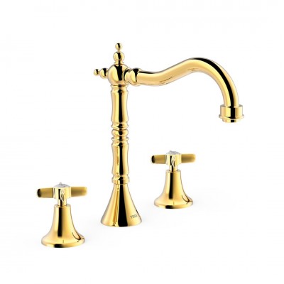 Tres Clasic bateria umywalkowa 3-otworowa złota 24210501OR