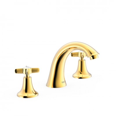 Tres Clasic bateria umywalkowa 3-otworowa złota 24210601OR